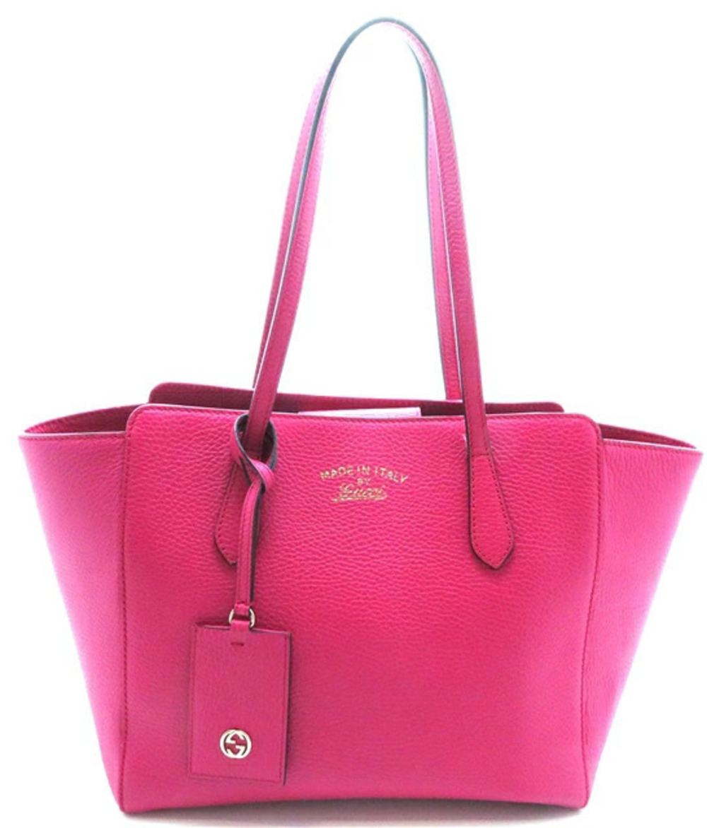 Gucci Swing Tote Bag Leather Fuschia Pink